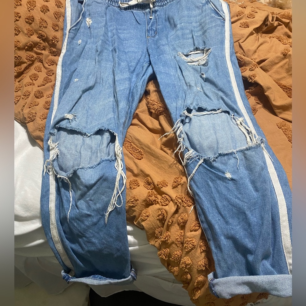Garage ripped denim joggers